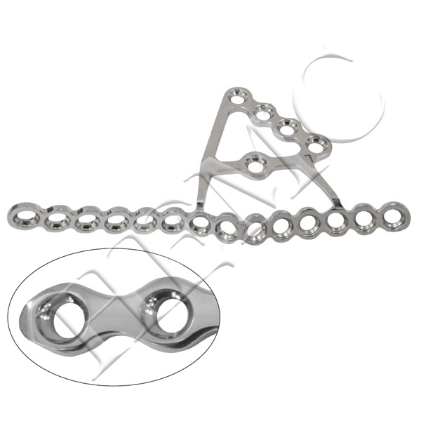 3.5mm PELVIC SUPRAPECTINEAL PLATE WITH ANATOMICAL BEND, (DC ROUND HOLES)